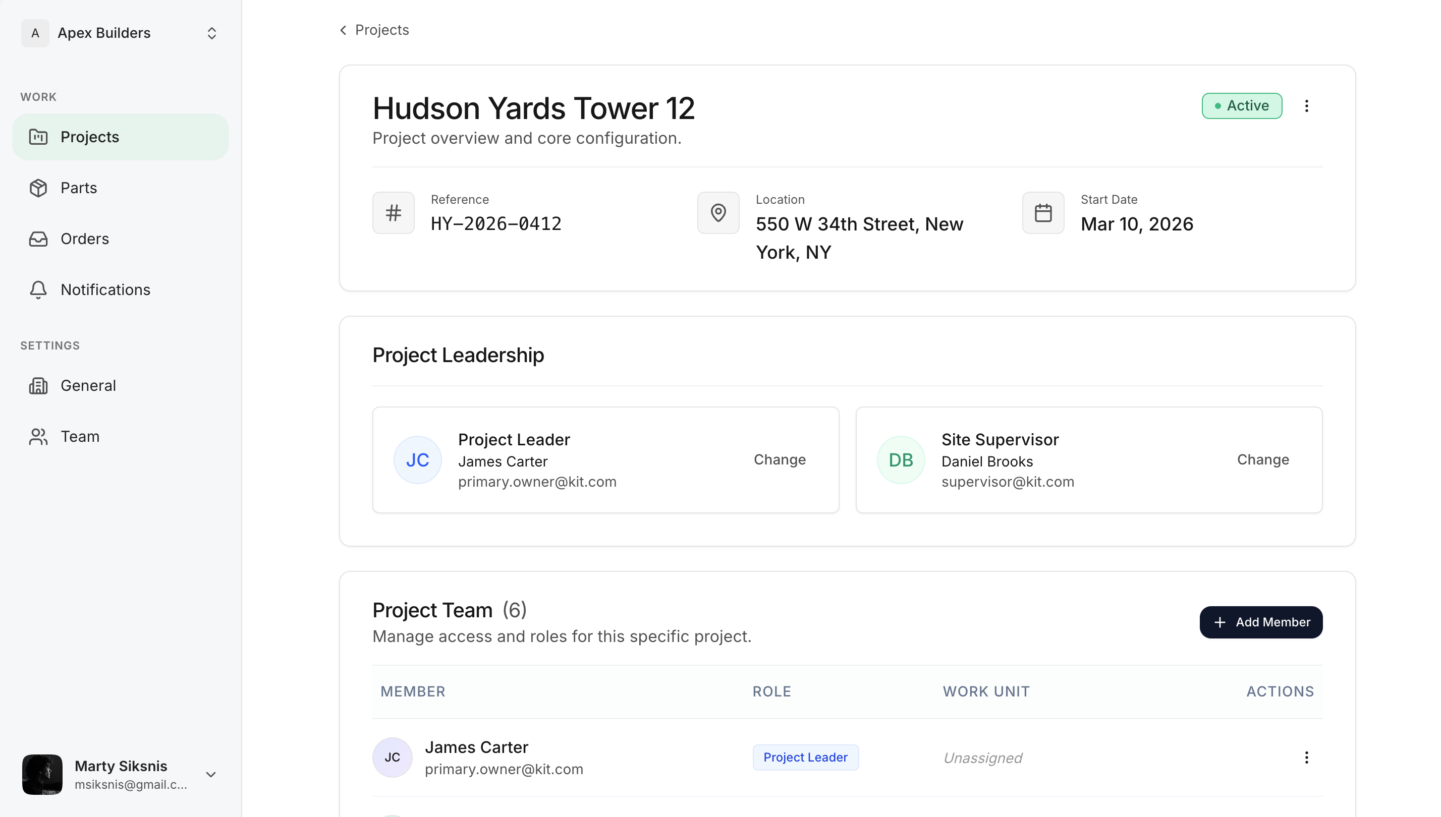 Deler dashboard — parts request management for trade teams